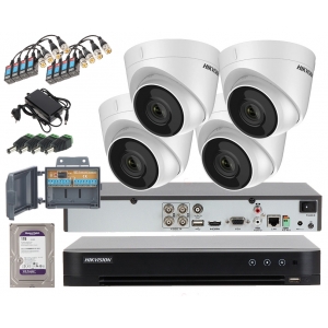 Zestaw monitoringu Hikvision 4 Kamery DS-2CE56D0T-IT3F 2Mpx Full HD D-WDR